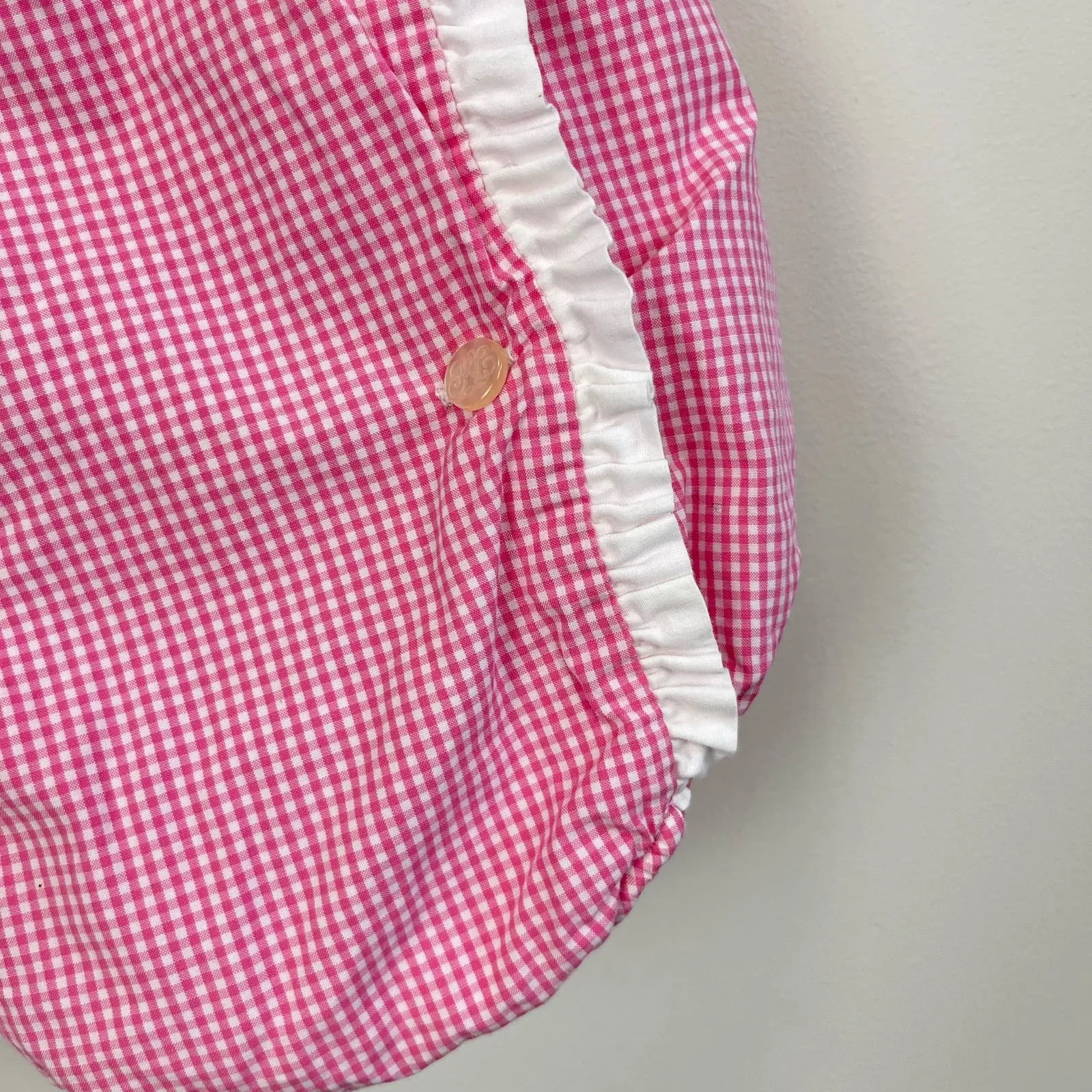 Ralph Lauren Pink Gingham Ruffle Sun Suit Romper 9 Months