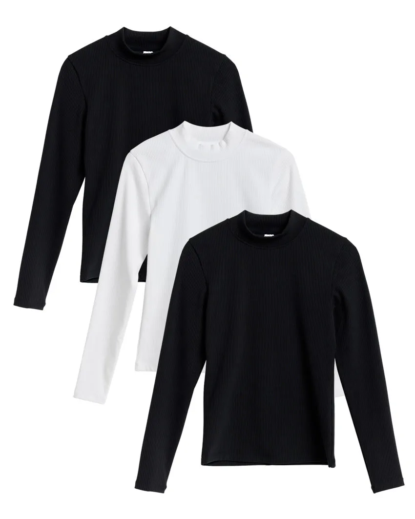 Rib Mockneck Long Sleeve - Custom 3 Pack