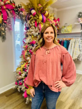 Rose Cotton gauze top