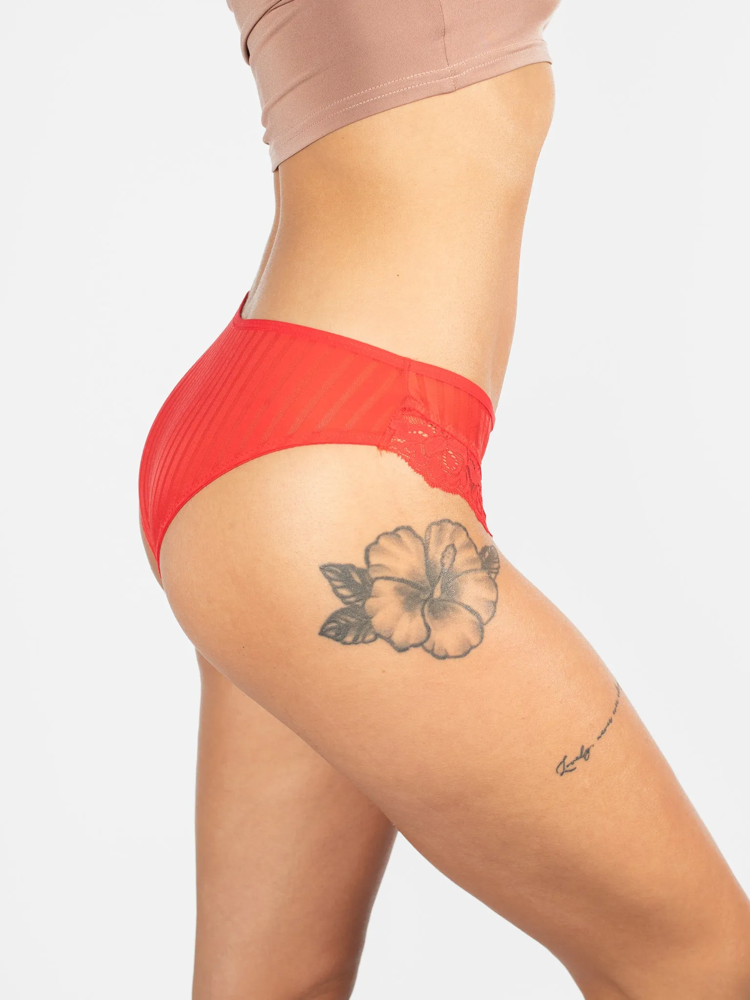 Rouge Stripe & Lace Cheeky