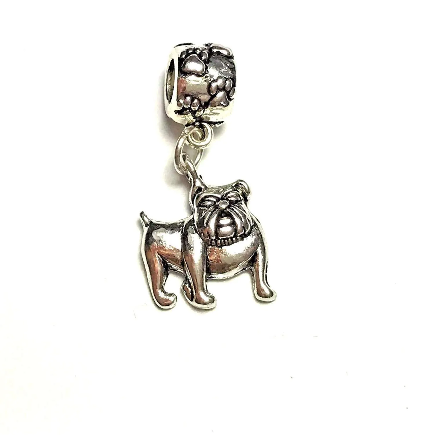 Silver Bulldog Dangle Charm