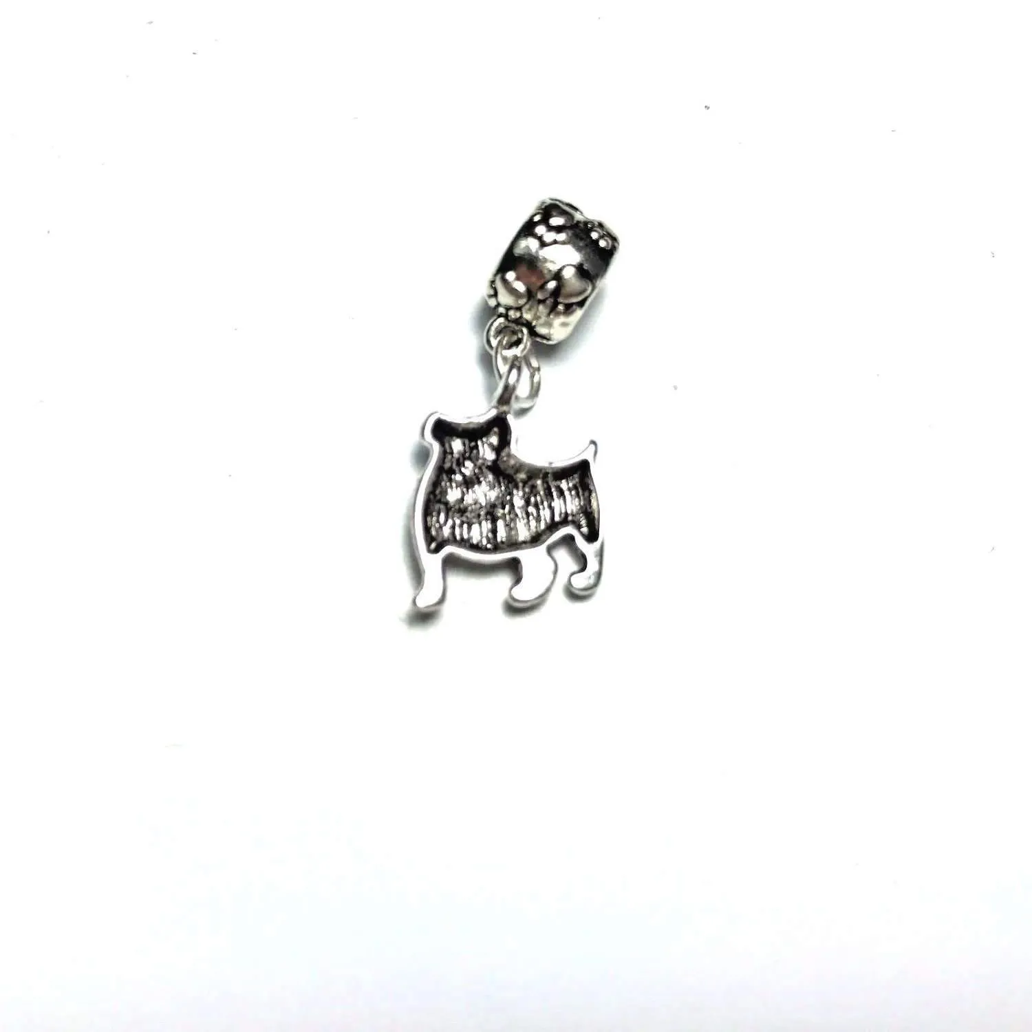 Silver Bulldog Dangle Charm