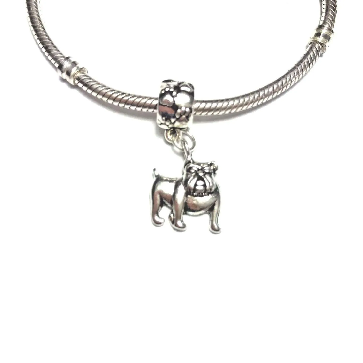 Silver Bulldog Dangle Charm