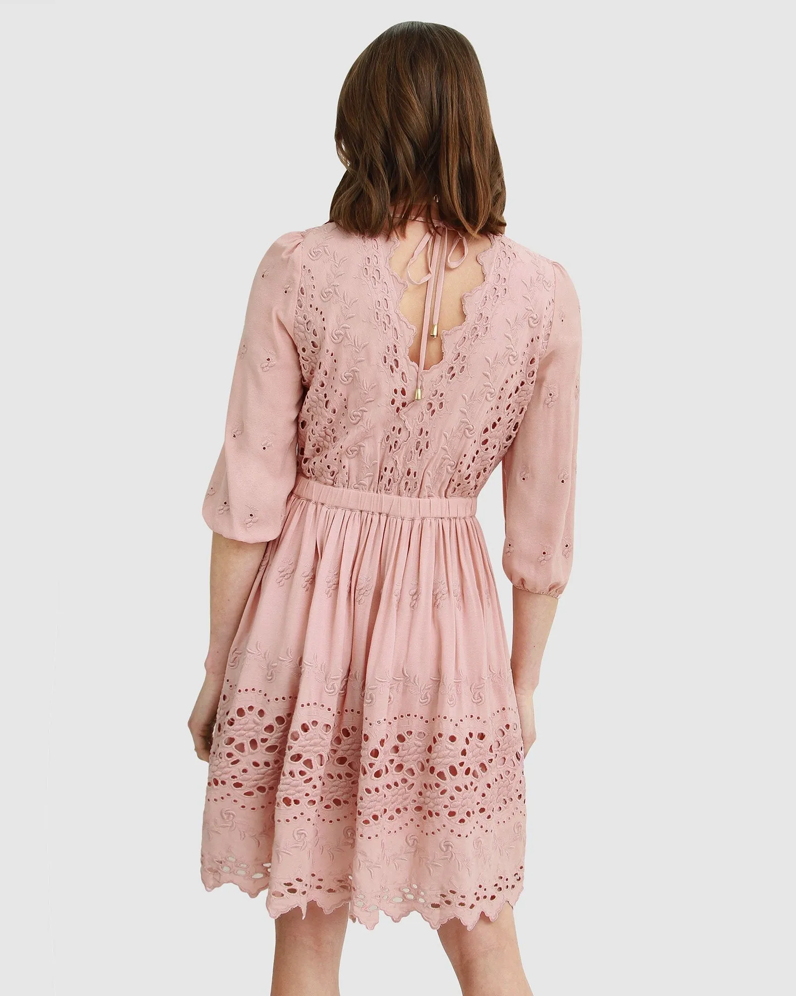 Sweet Talk Eyelet Mini Dress - Dusty Rose