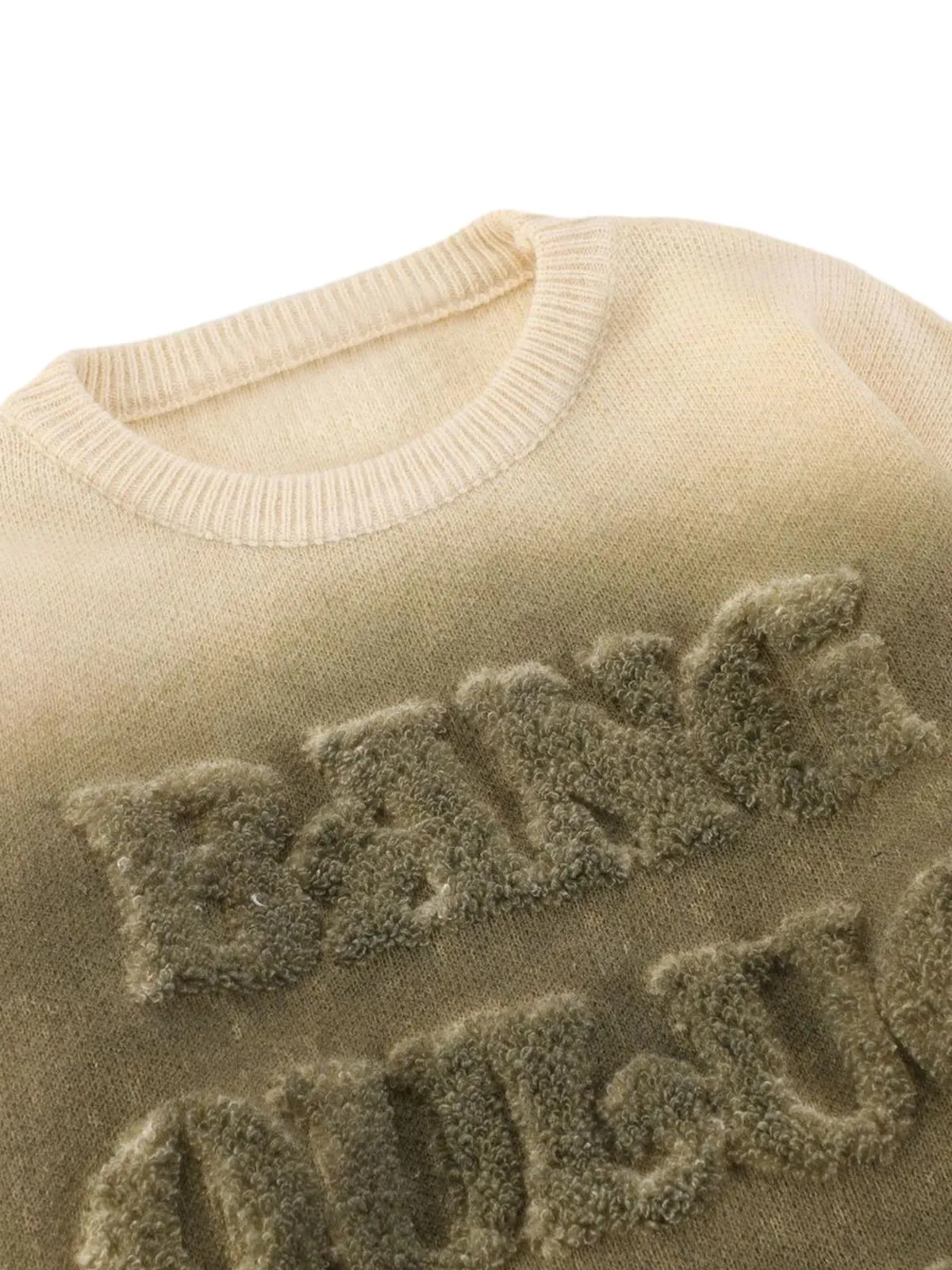 Thesupermade Retro Letters Jacquard Crew Neck Sweater