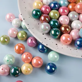 Wholesale 100PCS/PACK Colorful Straight Hole Colorful Plated ab Acrylic Round Beads