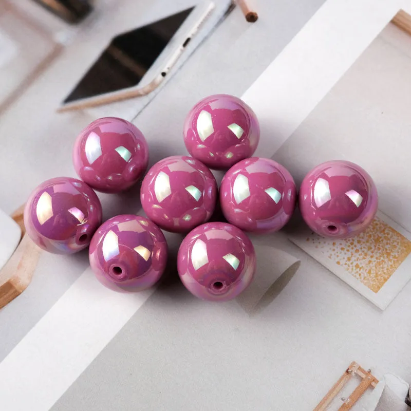 Wholesale 100PCS/PACK Colorful Straight Hole Colorful Plated ab Acrylic Round Beads