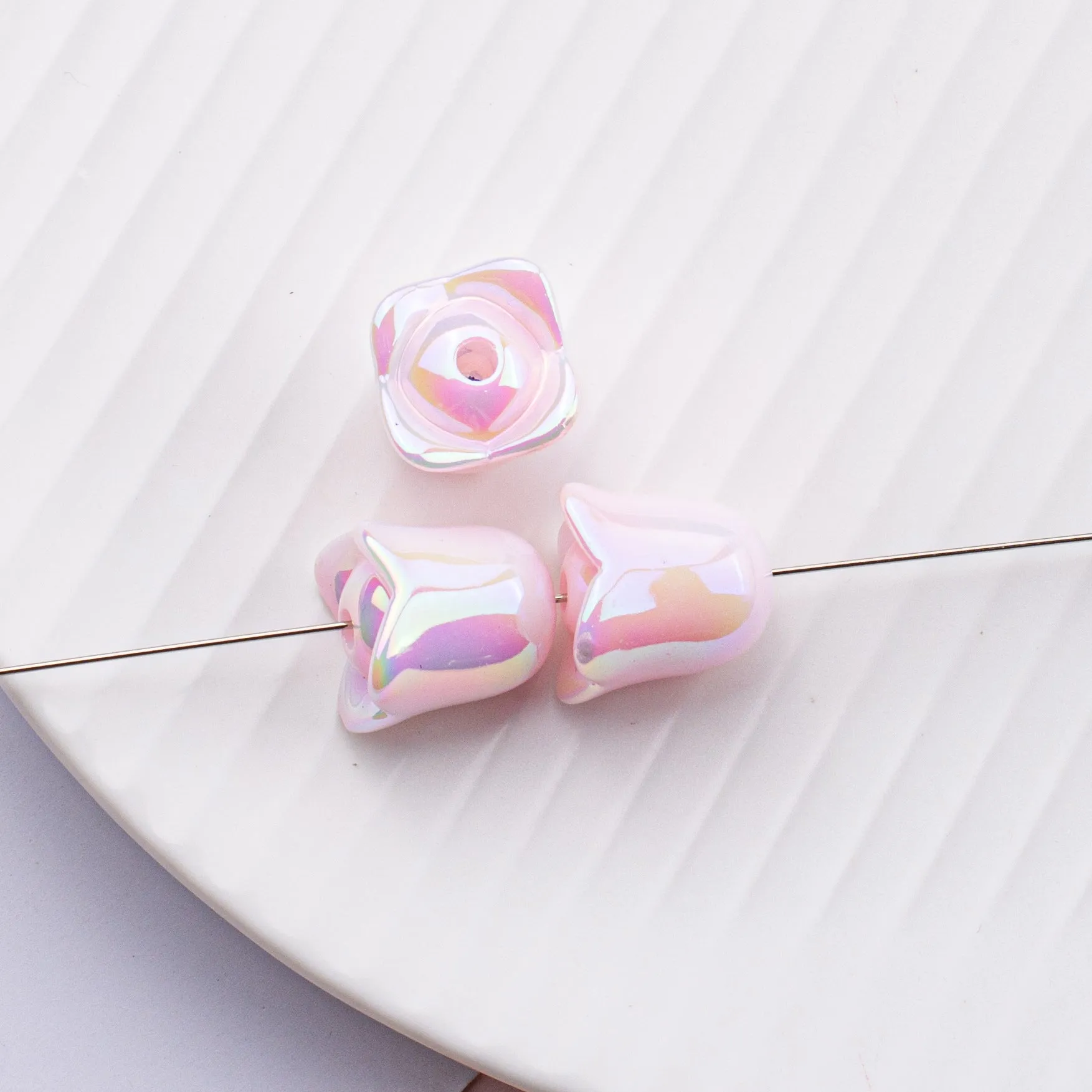 Wholesale 10pcs Acrylic Colorful Shells Mapei Orchid of the Valley Luminous Straight Hole Beads