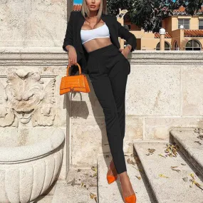 Women’s Long Sleeve Slim Fit Two-Piece Suit - Casual Autumn/Winter Style