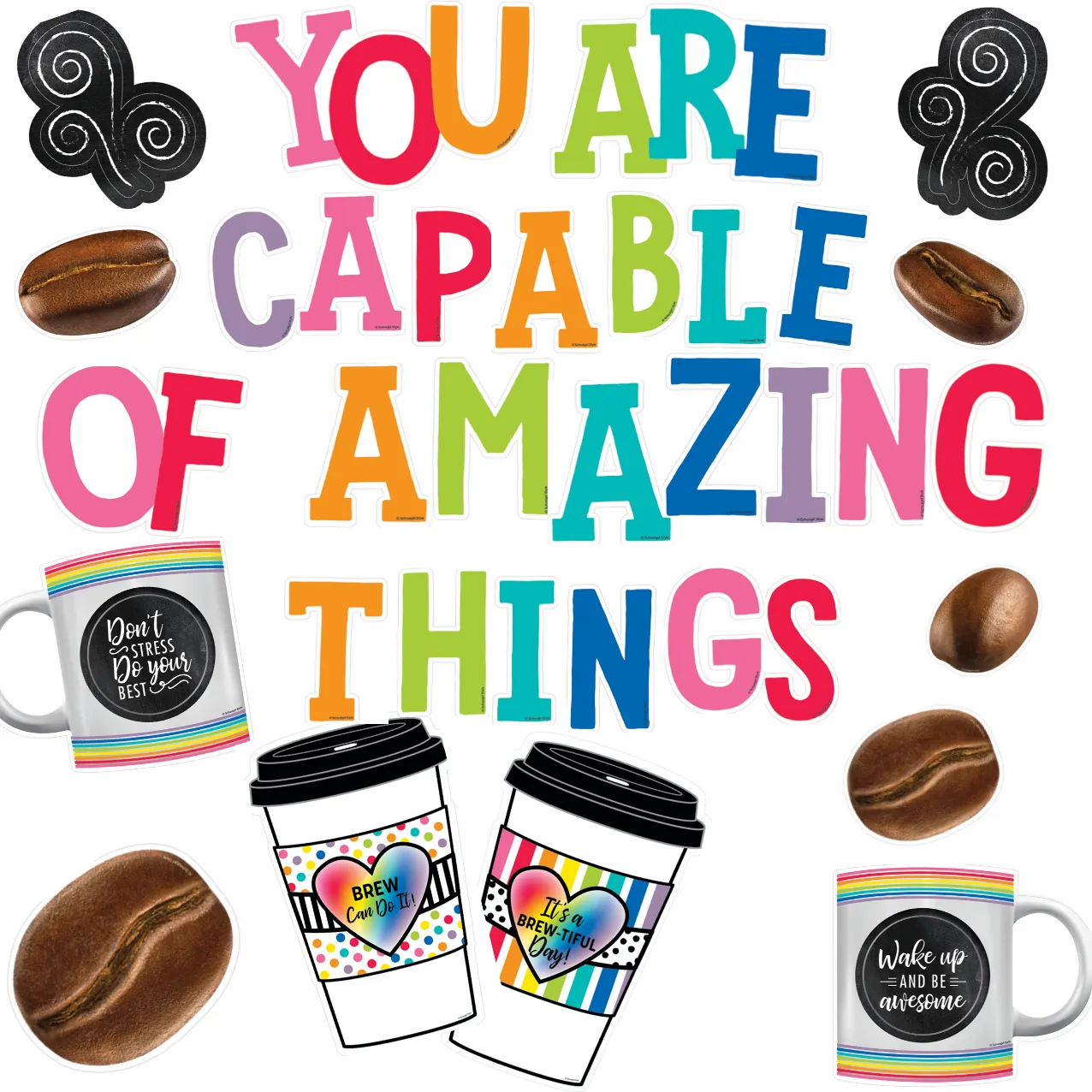 'You are Capable of Amazing Things' Coffee Beans Bulletin Board Set | Bright and Brewtiful | UPRINT | Schoolgirl Style